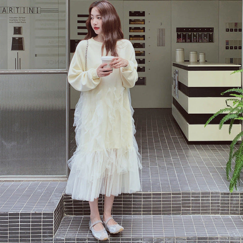 チュール切り替えスウェットワンピース(2colors)