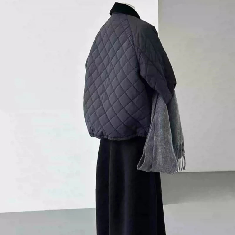 コーデュロイステンカラーキルティングジャケット