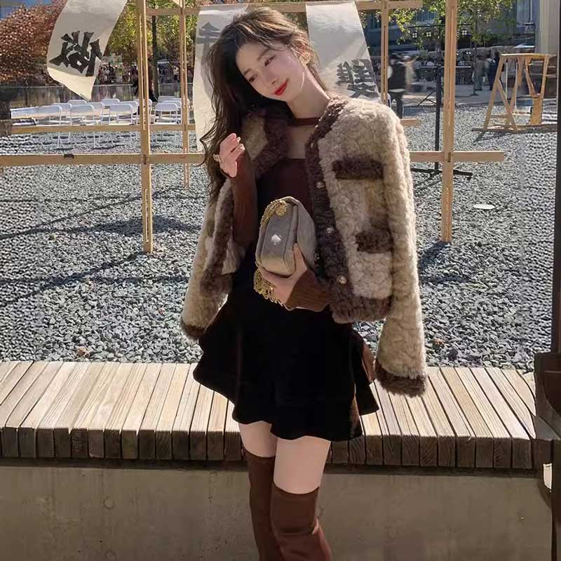 ボアバイカラーショートジャケット