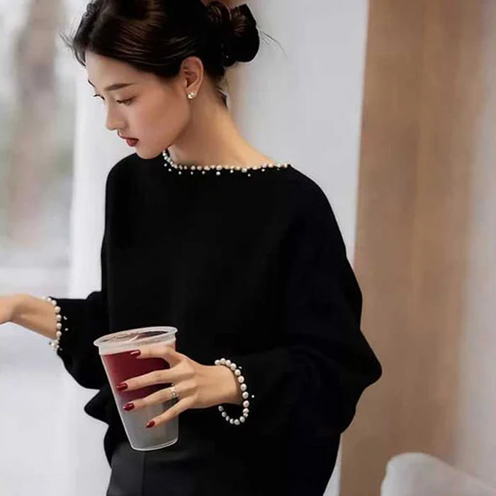 パールトリムニットプルオーバー