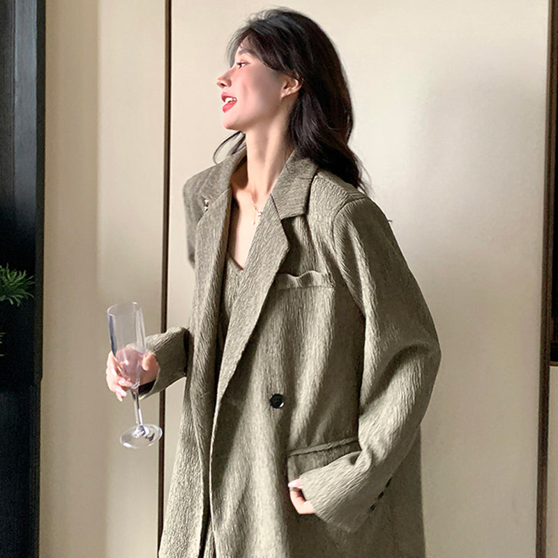 オーバーサイズジャケット×キャミワンピースセット