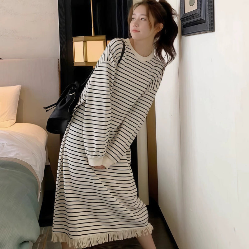 フリンジデザインボーダーワンピース