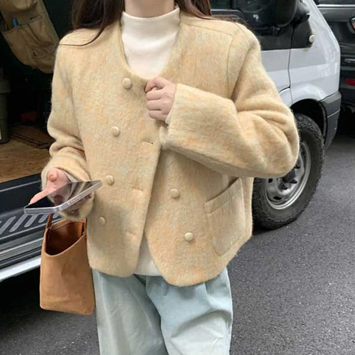 ノーカラーシャギーボアコート(2colors)