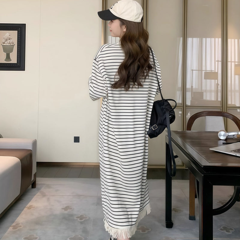 フリンジデザインボーダーワンピース