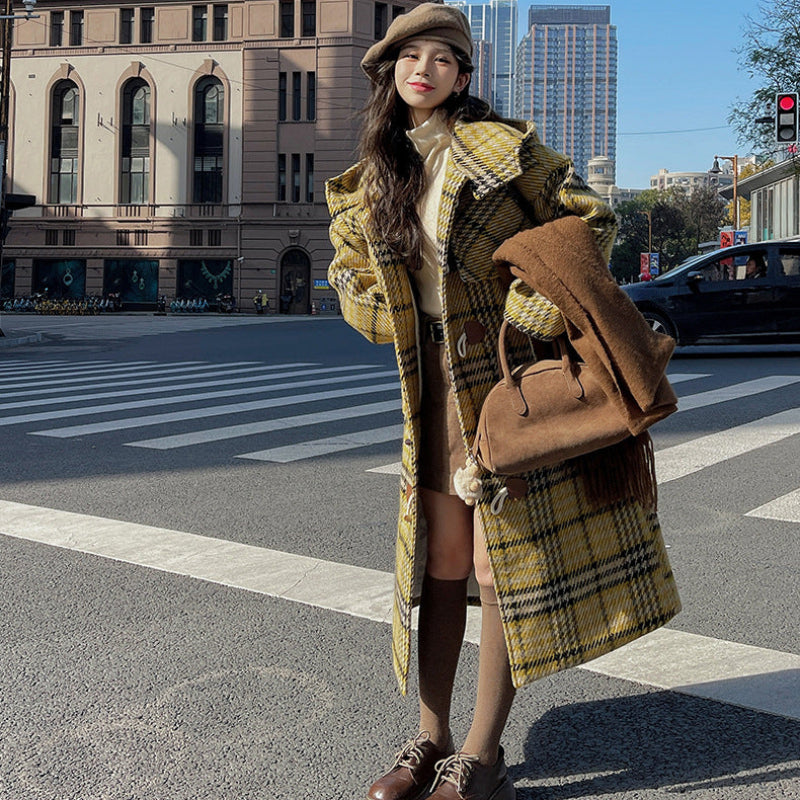 イエローチェックダッフルコート