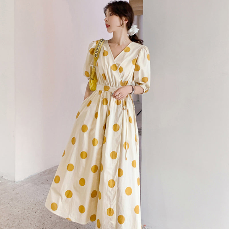 レトロドット柄ワンピース(2colors)