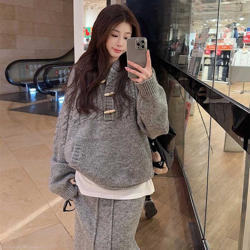 フード付きダッフルニット