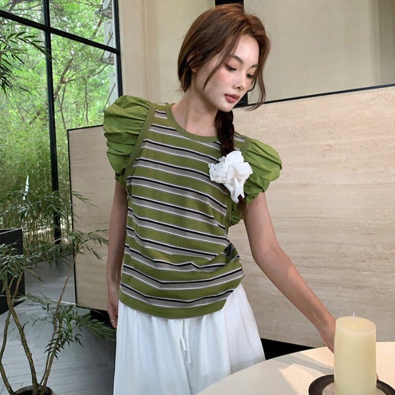 フレンチスリーブボーダーTシャツ (2colors)