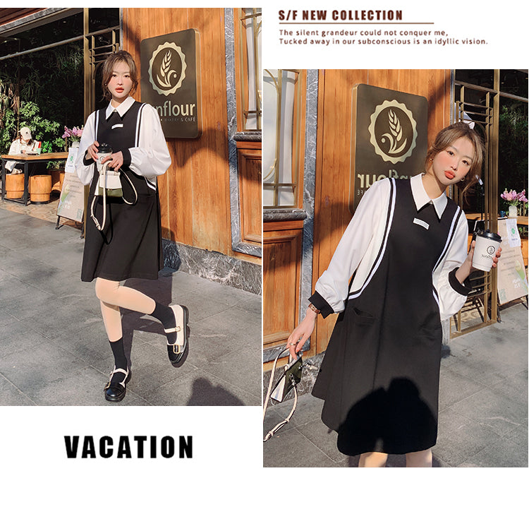 バイカラーAラインワンピース