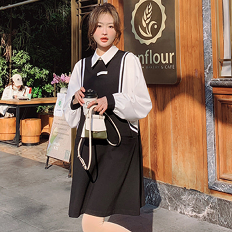 バイカラーAラインワンピース