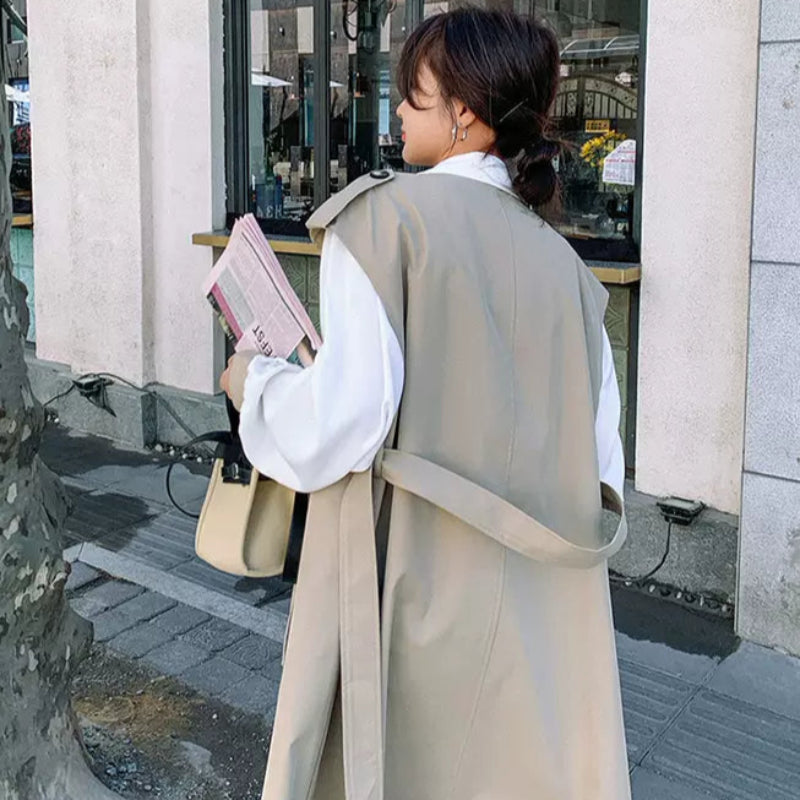 ノースリーブトレンチロングジャケット