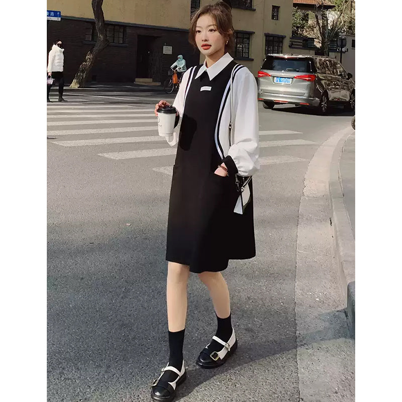 バイカラーAラインワンピース