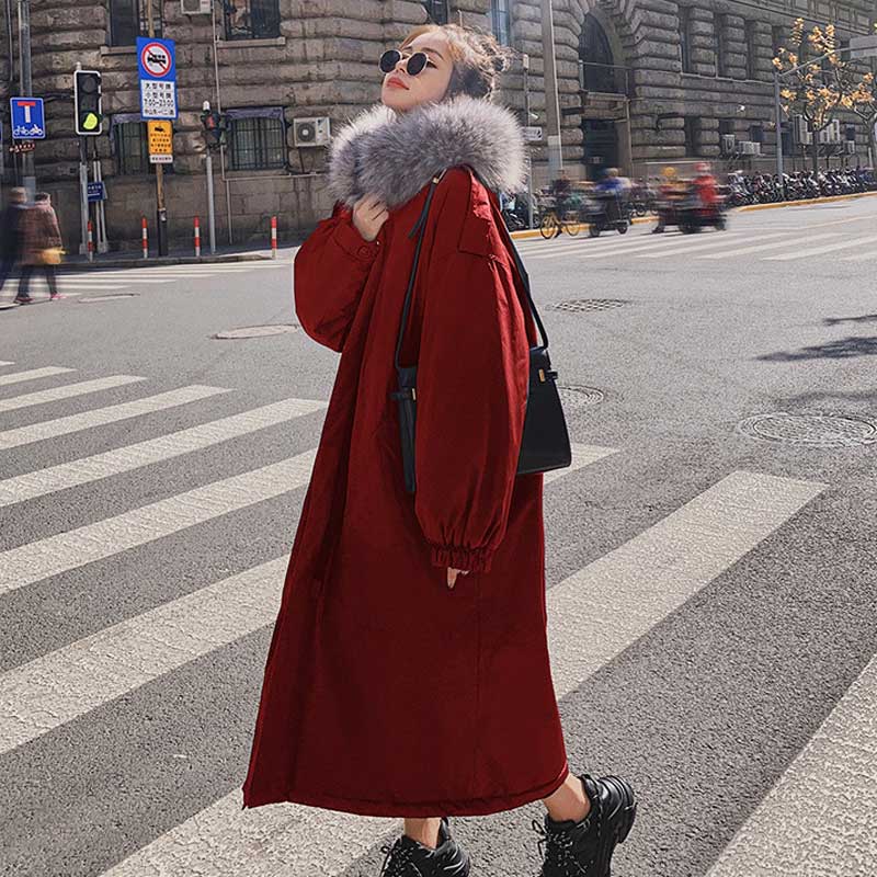 ファーフーデッドロングコート(3colors)