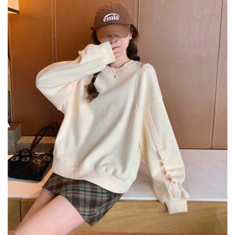 ショルダーカットパールスリーブスウェット