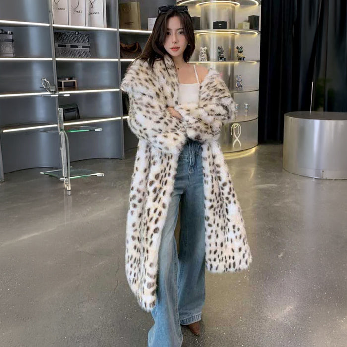 レオパードロングシャギーコート