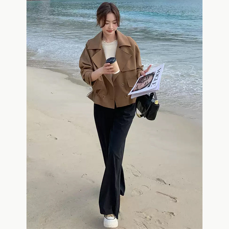 ドローストリングショート丈トレンチ