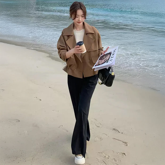 ドローストリングショート丈トレンチ