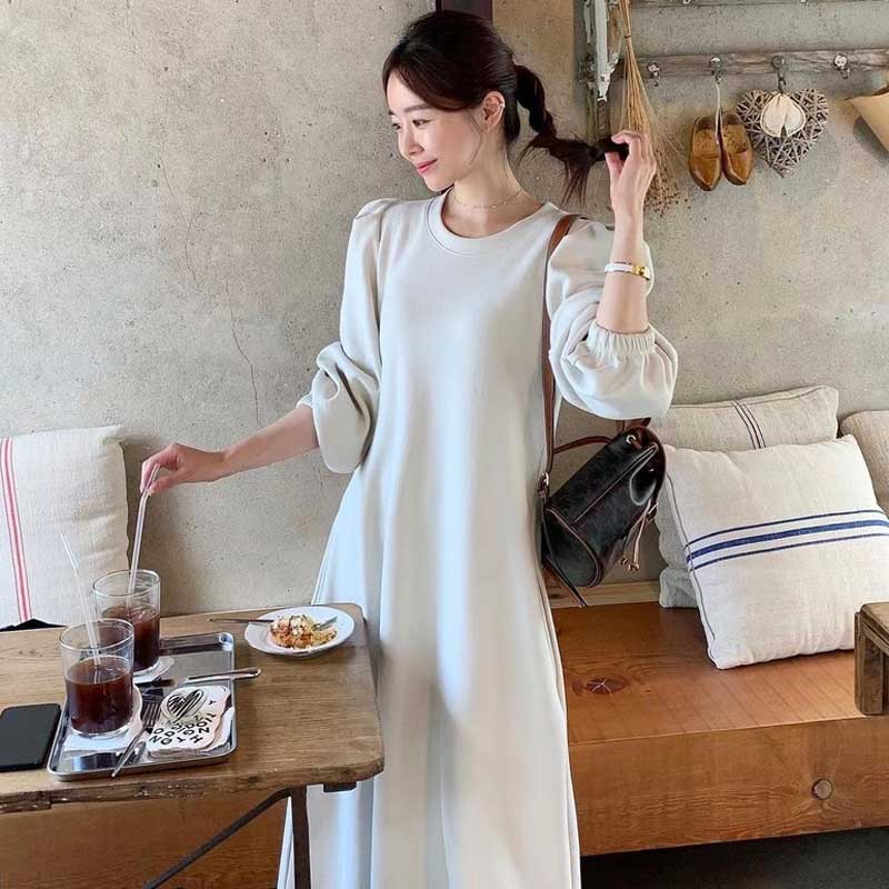 ボリューム袖Aラインワンピース(3colors)