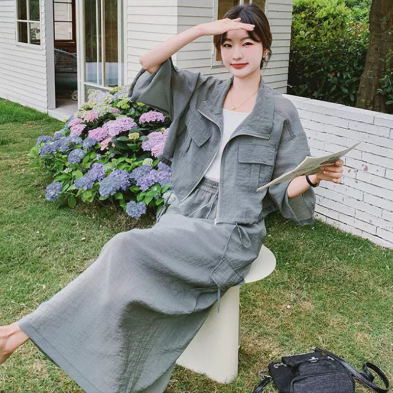 ワークスタイルトップス×スカートセット