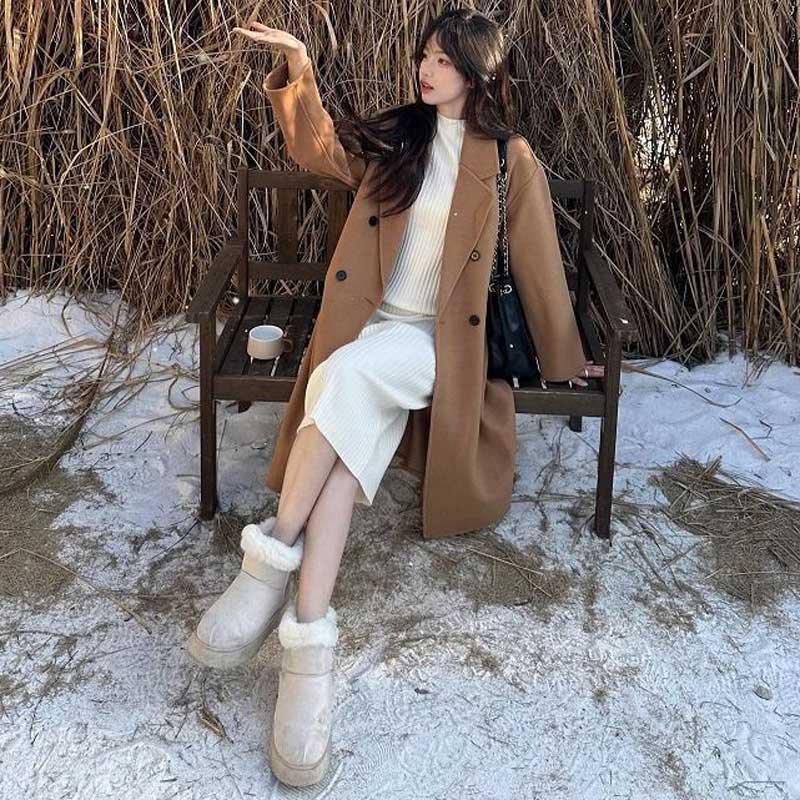 シンプルダブルボタンコート(5colors)