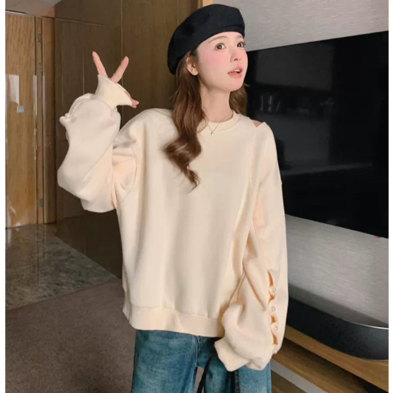 ショルダーカットパールスリーブスウェット
