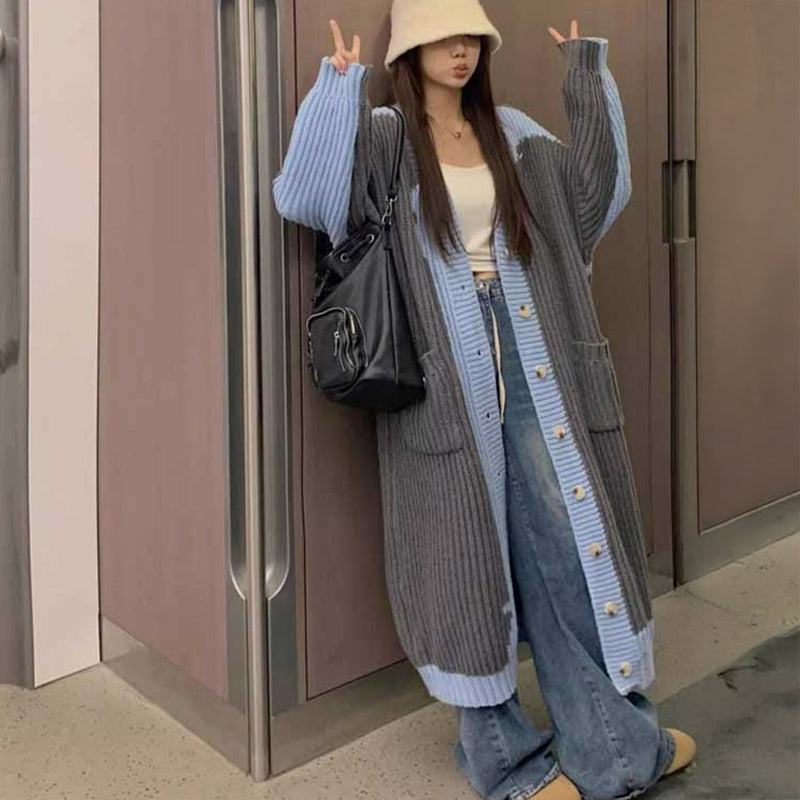 バイカラーニットコーディガン