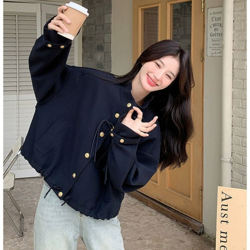 トレンチデザインネイビージャケット