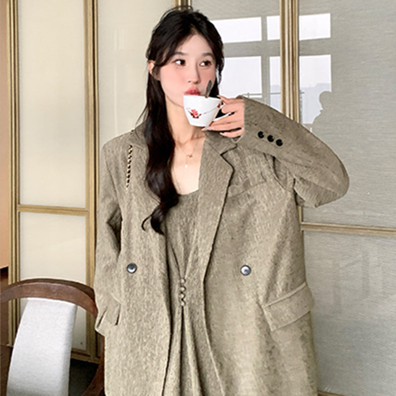 オーバーサイズジャケット×キャミワンピースセット