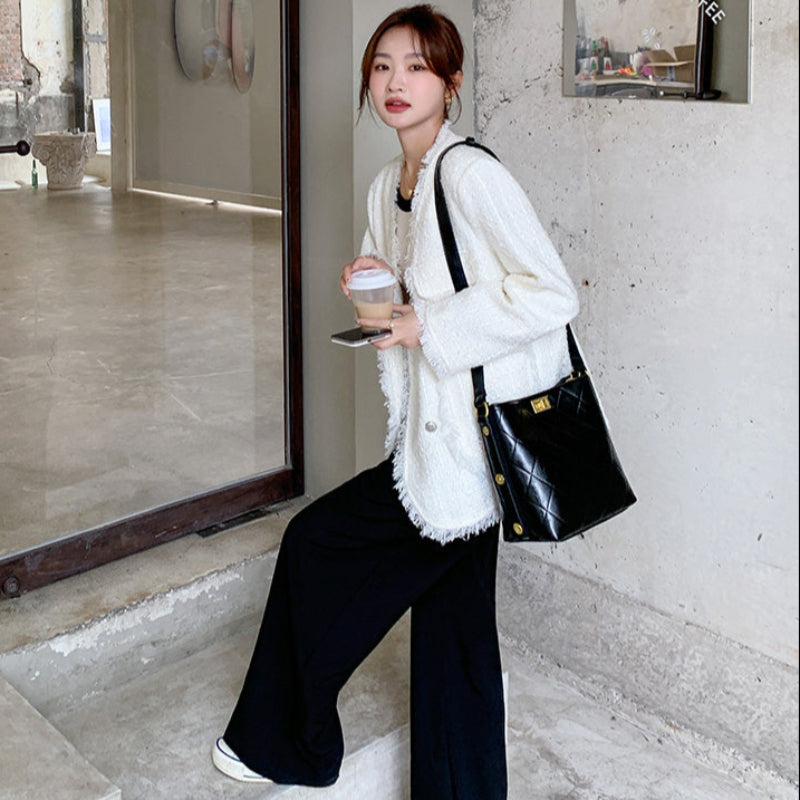 フリンジツイードホワイトジャケット