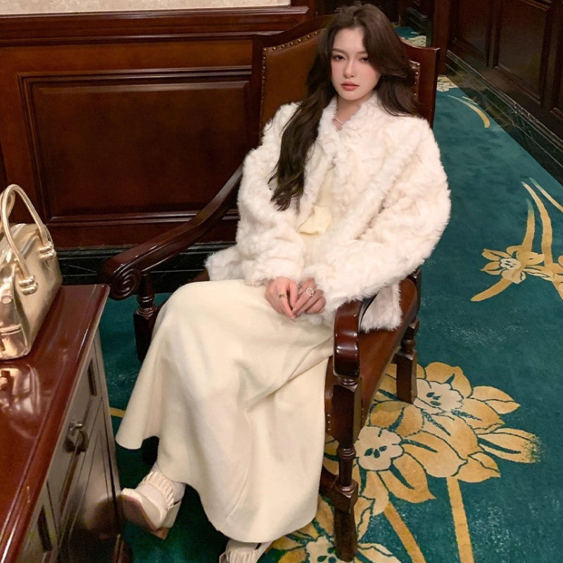 フェイクミンクスタンドカラージャケット(3colors)