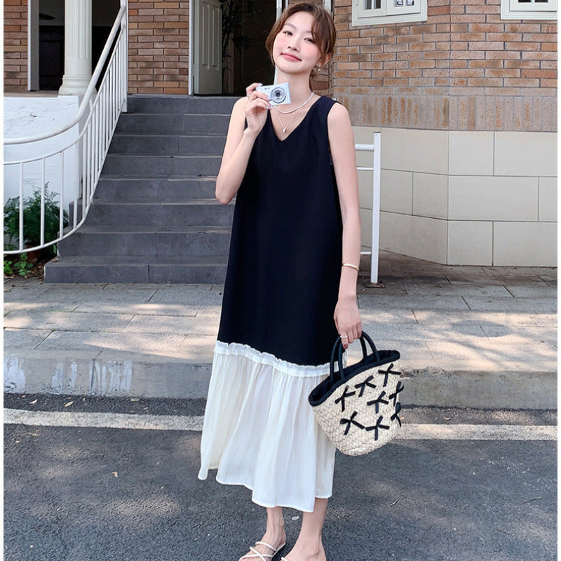 バイカラーノースリーブワンピース