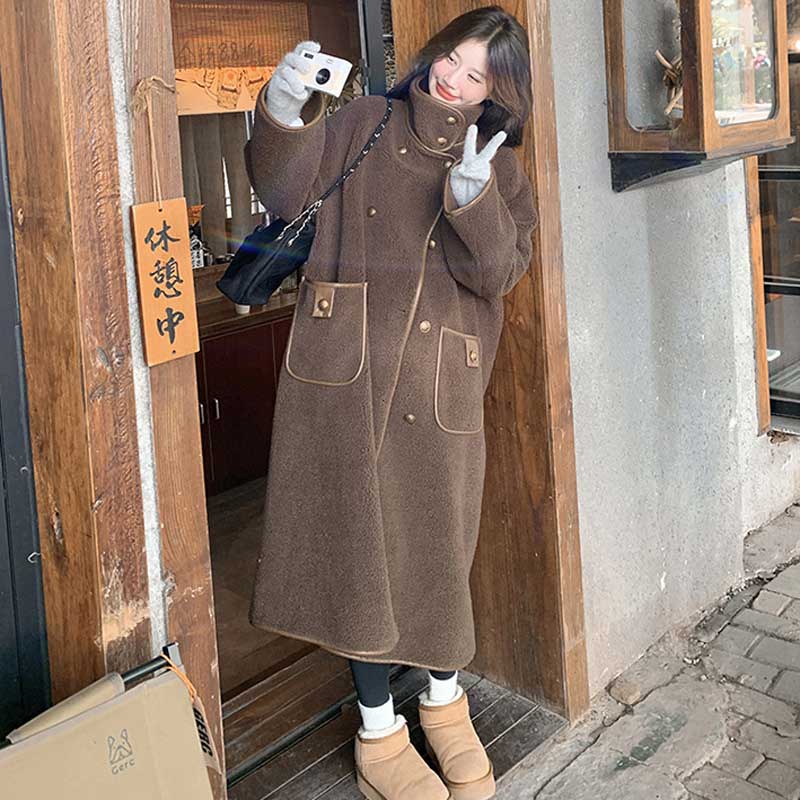 ブラウンロングボアコート