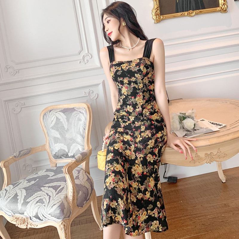 フラワーデザインノースリーブワンピース