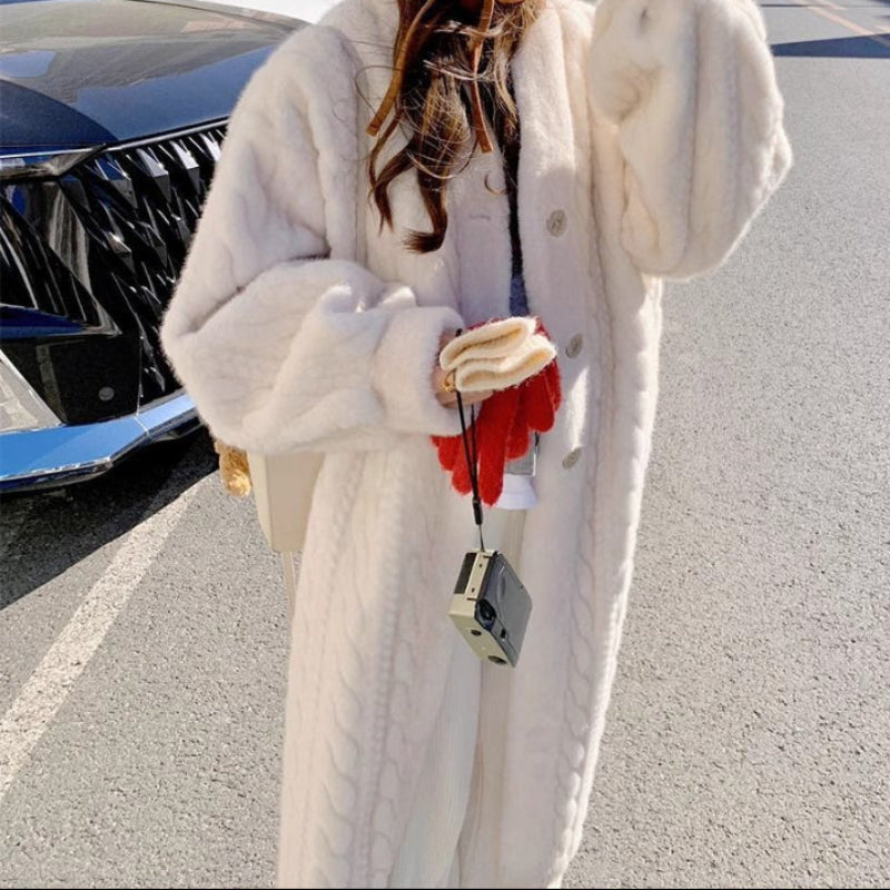 ケーブルデザインロングコート(2colors)