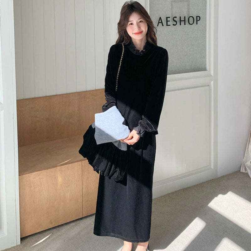 エレガンスベルベットベスト×トップス×スカート3点セット