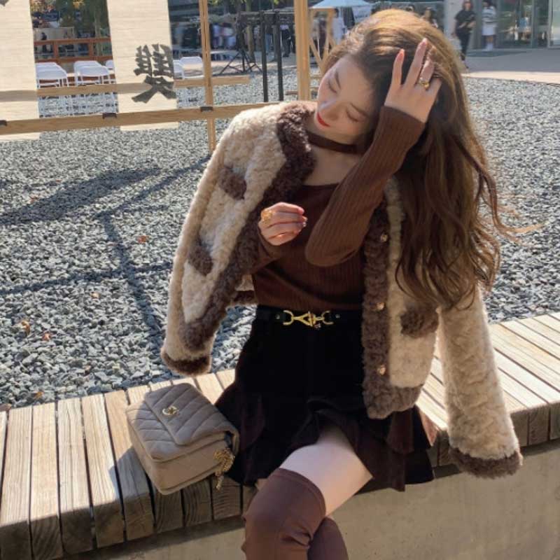 ボアバイカラーショートジャケット