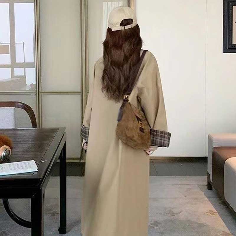 チェックカフストレンチコート