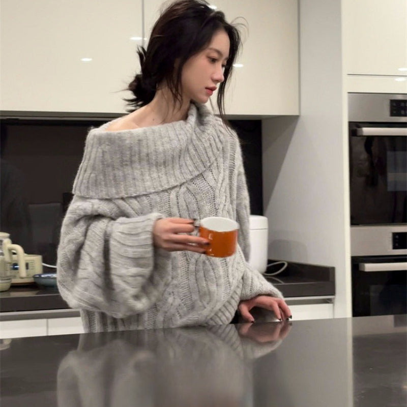 オフショルダーオーバーサイズニット