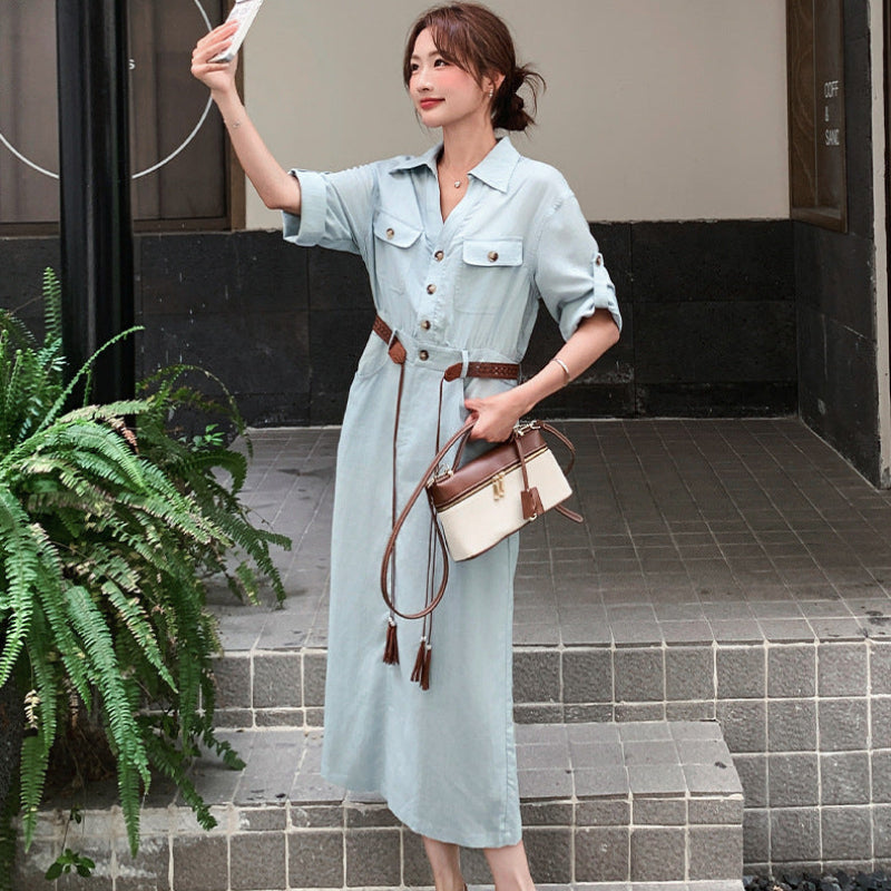 ワークシャツデザインワンピース(3colors)