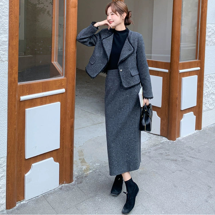 ラメツイードジャケット×スカートスーツ