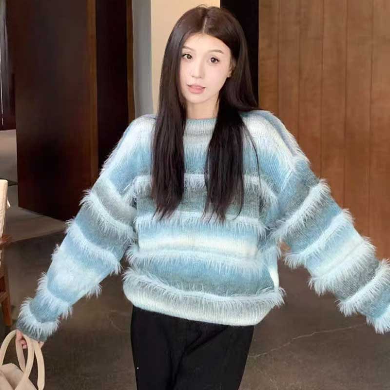 グラデーションボーダーシャギーニット(4colors)