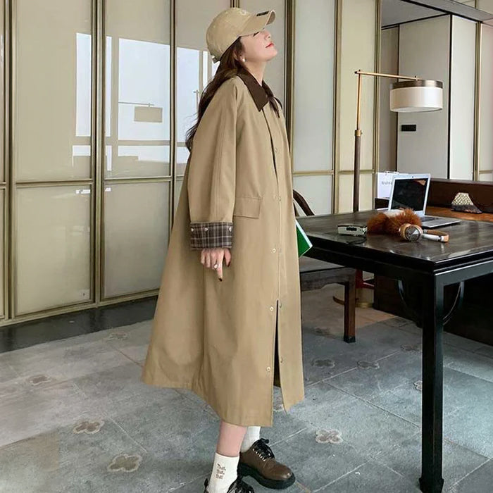 チェックカフストレンチコート