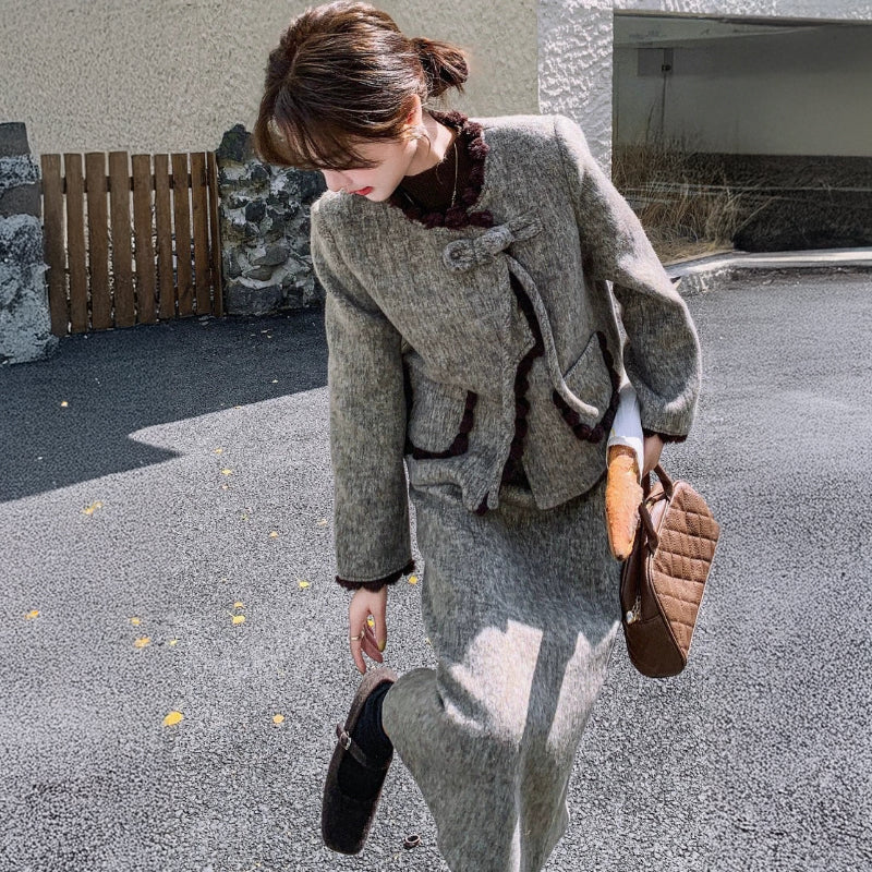 ミックスツイードジャケット×スカートスーツ