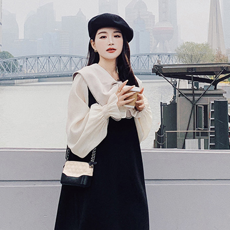 リボンディテールシアーパフスリーブワンピ