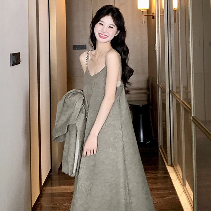 オーバーサイズジャケット×キャミワンピースセット