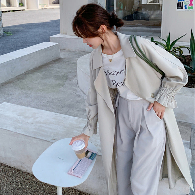 ヨーク付きミディアムレングストレンチコート