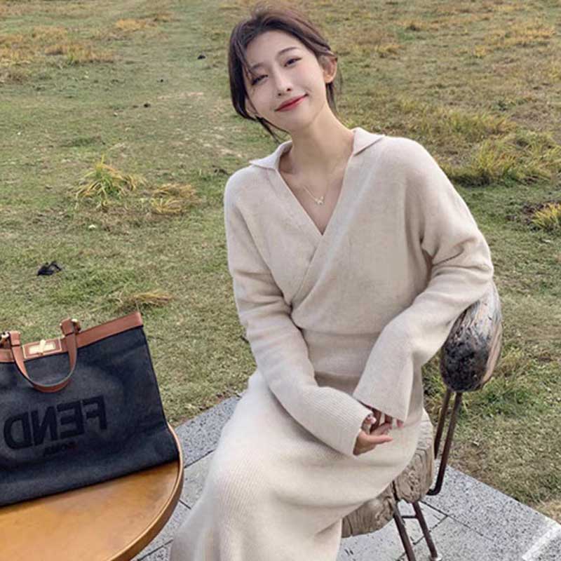 カシュクールニットワンピース