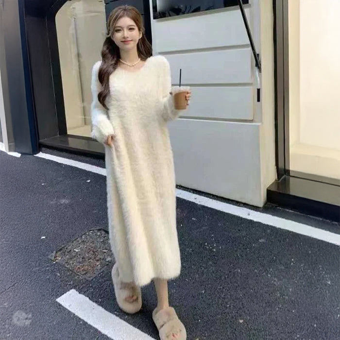 モヘアタッチロングワンピース(4colors)