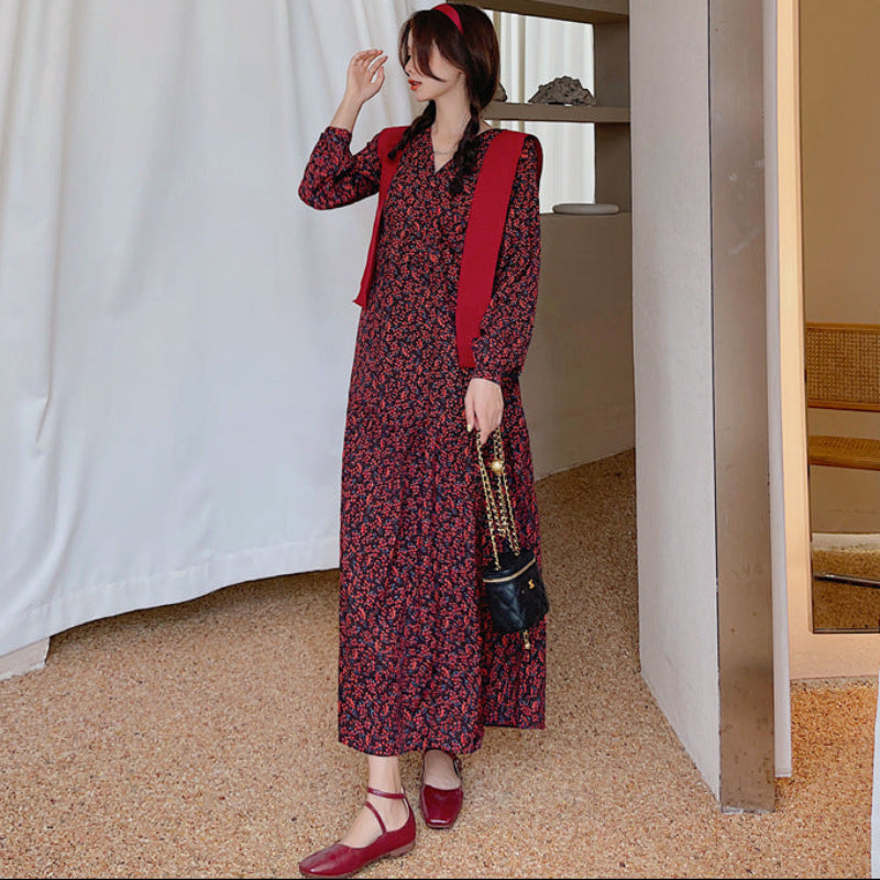 ショール付きスモールフラワーワンピース