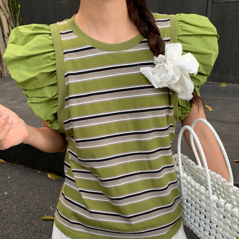 フレンチスリーブボーダーTシャツ (2colors)